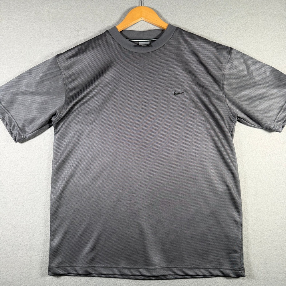 Nike Mens Gray Mesh Dragon Graphic Short Sleeve T-Shirt Large CHUCK Sleeve Tab
